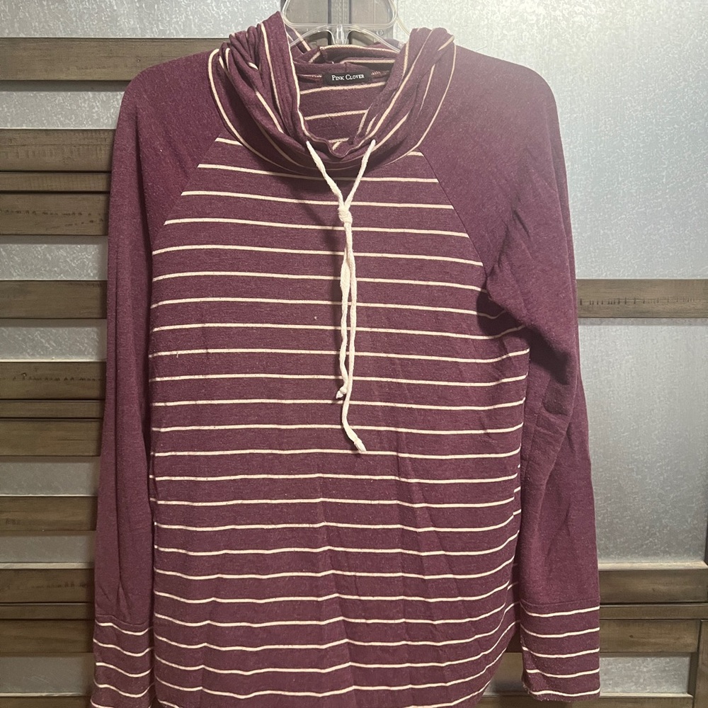 Pink Clover Striped Hoodie Sweatshirt